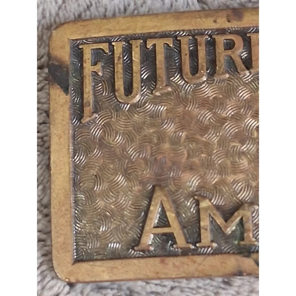 Vintage 1940s FFA Future Farmers of America Brass Belt Buckle Invisible Clamp